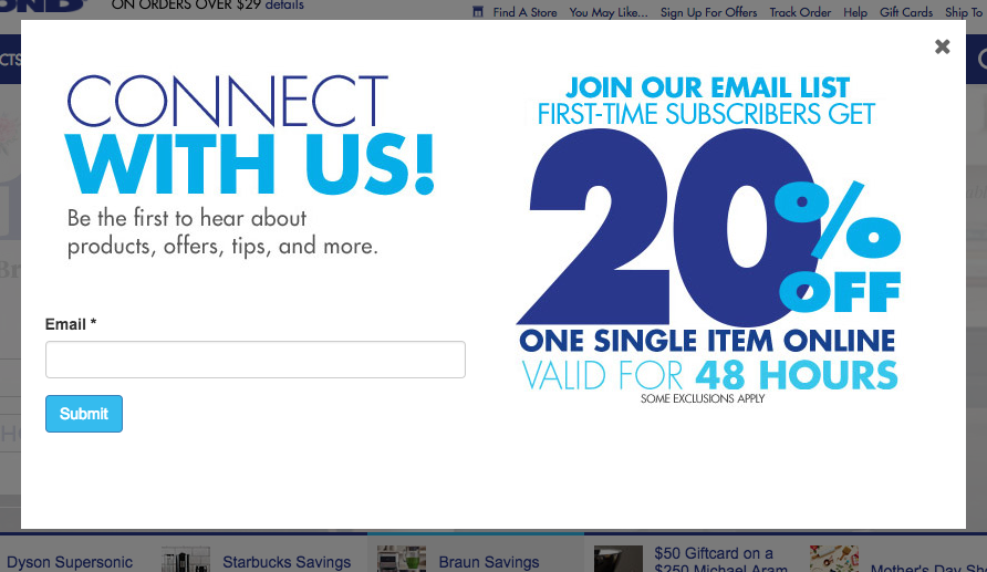 A pop-up call to action can persuade subscribers